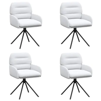 vidaXL Vrtilne jedilne stole 4 pcs Umetno usnje Bela 59 x 59,5 x 90 cm