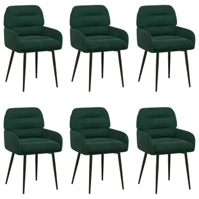 vidaXL Jedilni stoli 6 pcs Žamet Temno zelena 59 x 59,5 x 90 cm