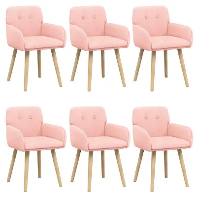 vidaXL Jedilni stoli 6 pcs Bouclé Roza 59 x 57 x 85 cm