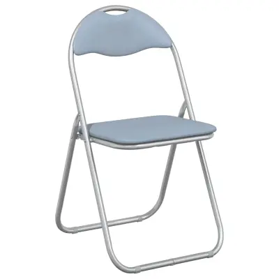 vidaXL Zložljiva stolica 8 pcs Siva 48 x 43,5 x 81 cm Umjetno usnje