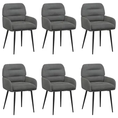vidaXL Jedilni stoli 6 pcs Žamet Temno siva 59 x 59,5 x 90 cm