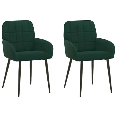 vidaXL Jedilni stoli 2 pcs Žamet Temno zelena 57 x 50 x 85 cm