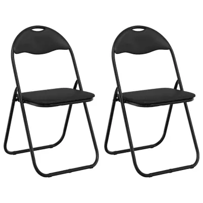 vidaXL Zložljiva stolica 2 pcs Črna 48 x 43,5 x 81 cm Umjetno usnje