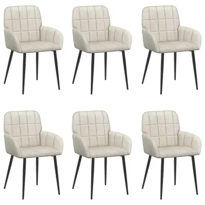 vidaXL Jedilni stoli 6 pcs Žamet Krem 57 x 50 x 85 cm