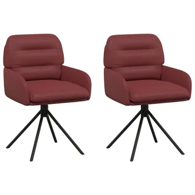 vidaXL Vrtilne jedilne stole 2 pcs Umetno usnje Vinorodna rdeča