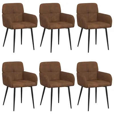 vidaXL Jedilni stoli 6 pcs Umetno nubuk usnje Rjava 59 x 56,5 x 85 cm