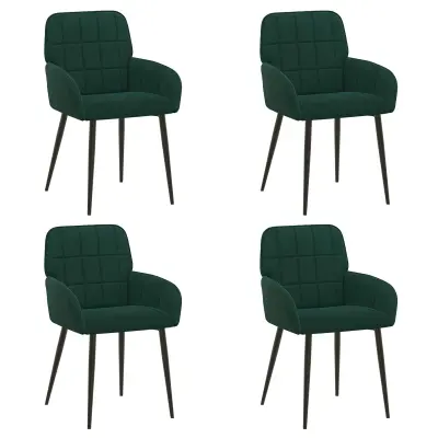 vidaXL Jedilni stoli 4 pcs Žamet Temno zelena 57 x 50 x 85 cm