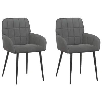 vidaXL Jedilni stoli 2 pcs Žamet Temno siva 57 x 50 x 85 cm