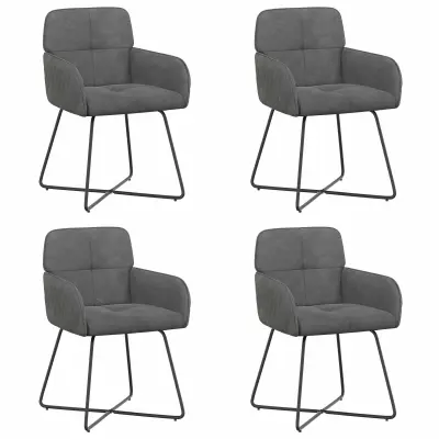 vidaXL Jedilni stoli 4 pcs Žamet Temno siva 59 x 56,5 x 86 cm