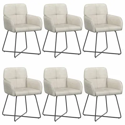 vidaXL Jedilni stoli 6 pcs Žamet Krem 59 x 56,5 x 86 cm