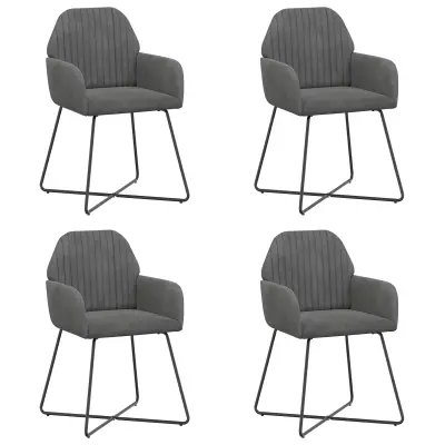 vidaXL Jedilni stoli 4 pcs Žamet Temno siva 55 x 50 x 84 cm