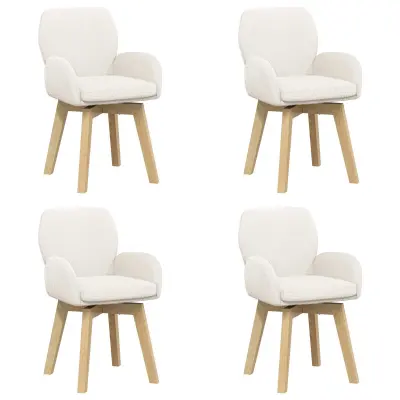vidaXL Vrtilne jedilne stole 4 pcs Bouclé Krem 54 x 58 x 87 cm