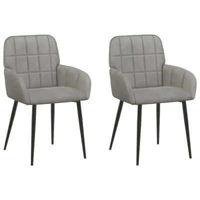 vidaXL Jedilni stoli 2 pcs Žamet Svetlo siva 57 x 50 x 85 cm