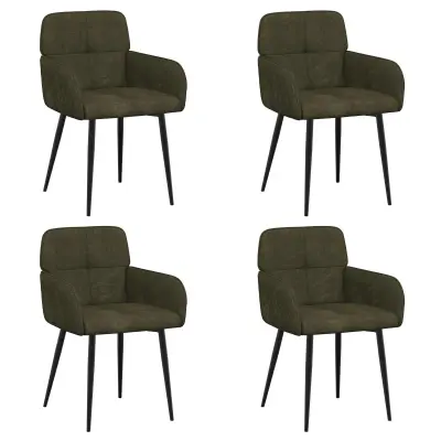 vidaXL Jedilni stoli 4 pcs Umetno nubuk usnje Vojaška zelena