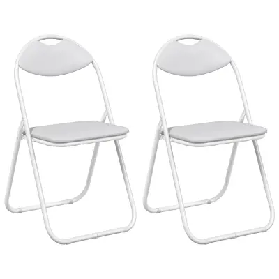 vidaXL Zložljiva stolica 2 pcs Bela 48 x 43,5 x 81 cm Umjetno usnje