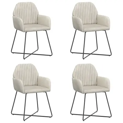 vidaXL Jedilni stoli 4 pcs Žamet Krem 55 x 50 x 84 cm