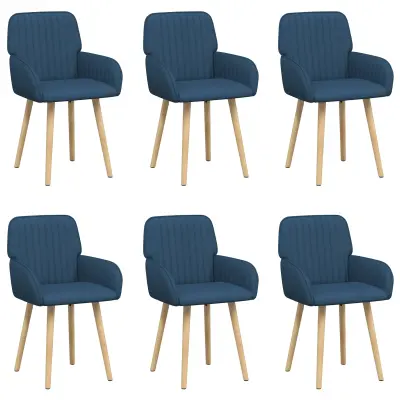vidaXL Jedilni stoli 6 pcs Blago Modra 56,5 x 50 x 87,5 cm