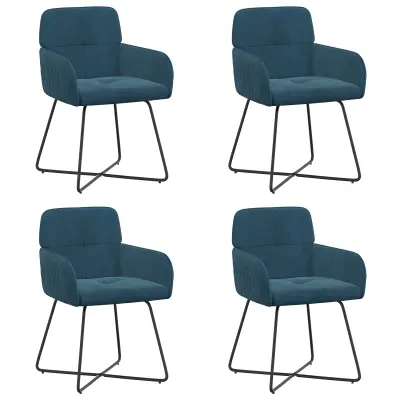 vidaXL Jedilni stoli 4 pcs Žamet Modra 59 x 56,5 x 86 cm