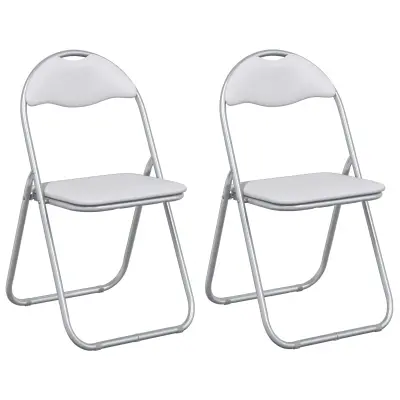 vidaXL Zložljiva stolica 2 pcs Bela in siva 48 x 43,5 x 81 cm