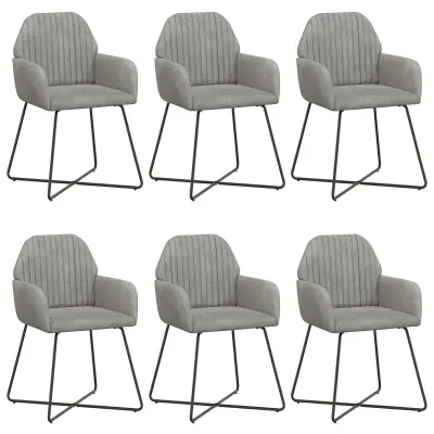vidaXL Jedilni stoli 6 pcs Žamet Svetlo siva 55 x 50 x 84 cm