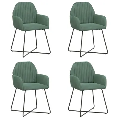 vidaXL Jedilni stoli 4 pcs Žamet Morsko zelena 55 x 50 x 84 cm