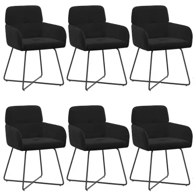 vidaXL Jedilni stoli 6 pcs Žamet Črna 59 x 56,5 x 86 cm