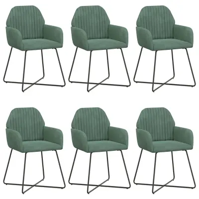 vidaXL Jedilni stoli 6 pcs Žamet Morsko zelena 55 x 50 x 84 cm