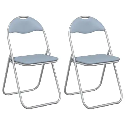 vidaXL Zložljiva stolica 2 pcs Siva 48 x 43,5 x 81 cm Umjetno usnje