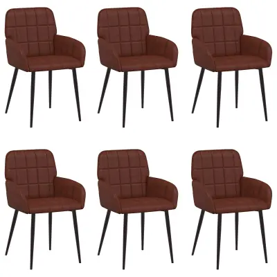 vidaXL Jedilni stoli 6 pcs Umetno usnje Svetleča rjava 57 x 50 x 85 cm
