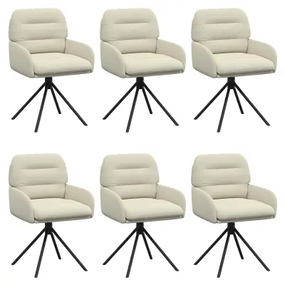 vidaXL Vrtilne jedilne stole 6 pcs Umetno usnje Krem 59 x 59,5 x 90 cm