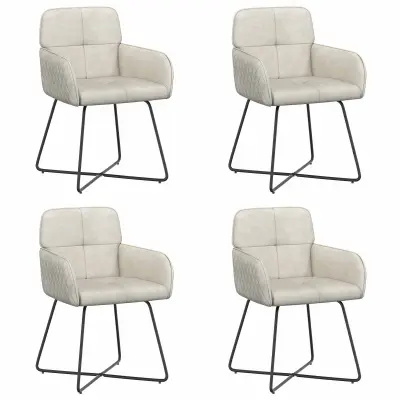 vidaXL Jedilni stoli 4 pcs Žamet Krem 59 x 56,5 x 86 cm