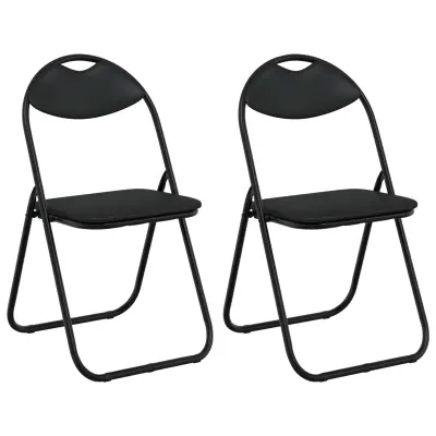 vidaXL Zložljiva stolica 2 pcs Črna 48 x 43,5 x 81 cm Umjetno usnje
