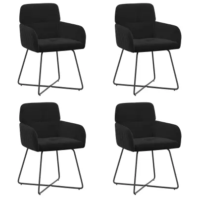 vidaXL Jedilni stoli 4 pcs Žamet Črna 59 x 56,5 x 86 cm