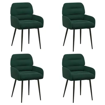 vidaXL Jedilni stoli 4 pcs Žamet Temno zelena 59 x 59,5 x 90 cm