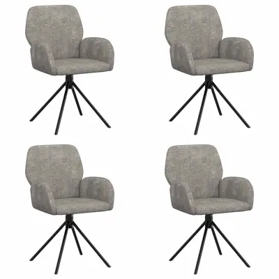 vidaXL Vrtilne jedilne stole 4 pcs Umetno nubuk usnje Svetlo siva