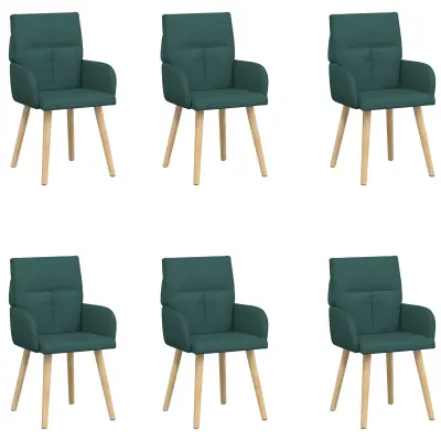 vidaXL Jedilni stoli 6 pcs Blago Temno zelena 60 x 56 x 96 cm