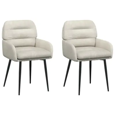 vidaXL Jedilni stoli 2 pcs Žamet Krem 59 x 59,5 x 90 cm
