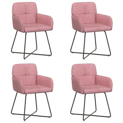 vidaXL Jedilni stoli 4 pcs Žamet Roza 59 x 56,5 x 86 cm