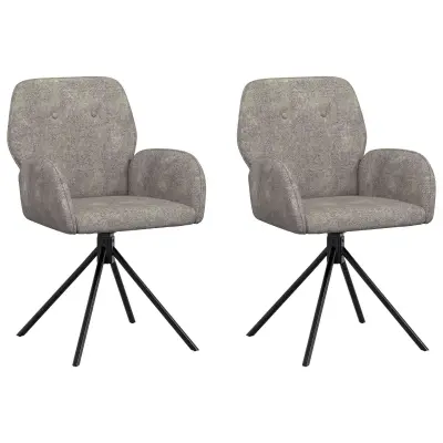 vidaXL Vrtilne jedilne stole 2 pcs Umetno nubuk usnje Svetlo siva