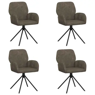 vidaXL Vrtilne jedilne stole 4 pcs Umetno nubuk usnje Temno siva