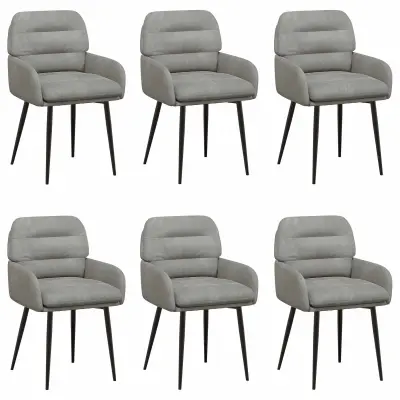 vidaXL Jedilni stoli 6 pcs Žamet Svetlo siva 59 x 59,5 x 90 cm