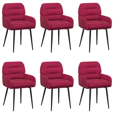 vidaXL Jedilni stoli 6 pcs Žamet Vinorodna rdeča 59 x 59,5 x 90 cm