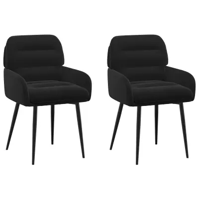 vidaXL Jedilni stoli 2 pcs Žamet Črna 59 x 59,5 x 90 cm