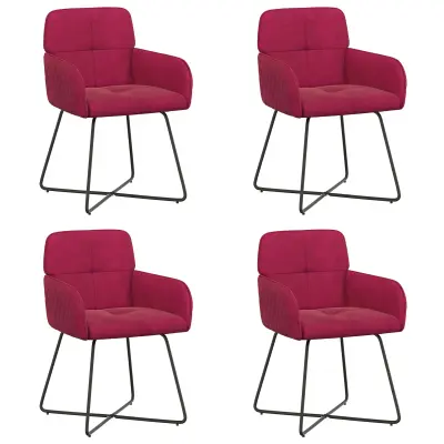 vidaXL Jedilni stoli 4 pcs Žamet Vinorodna rdeča 59 x 56,5 x 86 cm