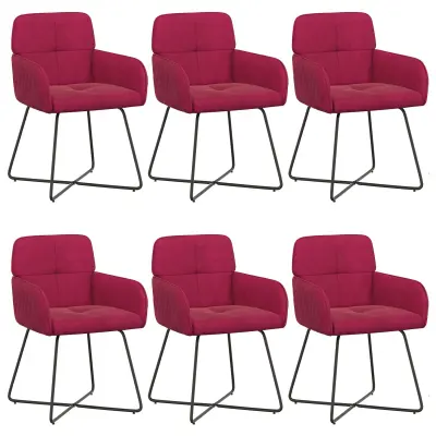 vidaXL Jedilni stoli 6 pcs Žamet Vinorodna rdeča 59 x 56,5 x 86 cm