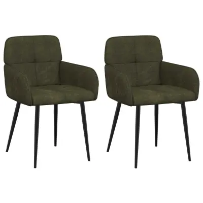 vidaXL Jedilni stoli 2 pcs Umetno nubuk usnje Vojaška zelena