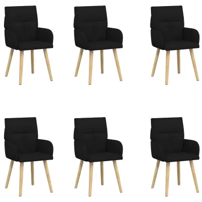 vidaXL Jedilni stoli 6 pcs Blago Črna 60 x 56 x 96 cm