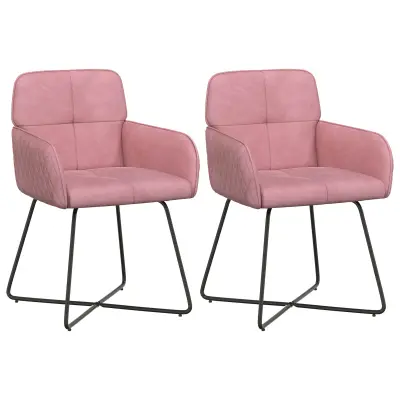 vidaXL Jedilni stoli 2 pcs Žamet Roza 59 x 56,5 x 86 cm