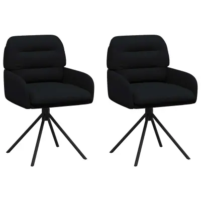 vidaXL Vrtilne jedilne stole 2 pcs Umetno usnje Črna 59 x 59,5 x 90 cm
