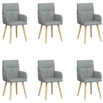 vidaXL Jedilni stoli 6 pcs Blago Svetlo siva 60 x 56 x 96 cm